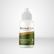 Bottle of Dermal Loc hair product on a white background