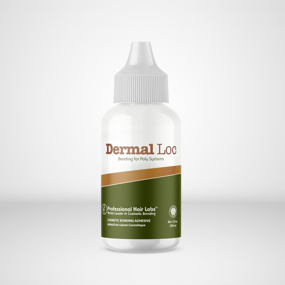 Bottle of Dermal Loc hair product on a white background