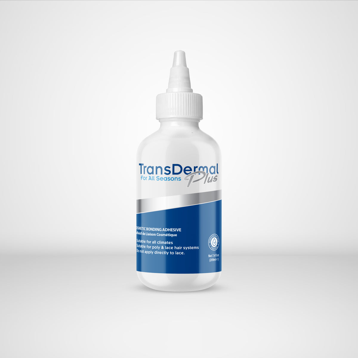 TransDermal For All Seasons Plus adhesive bottle on a white background