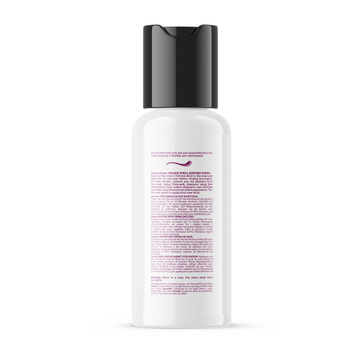 White bottle with black cap on a white background