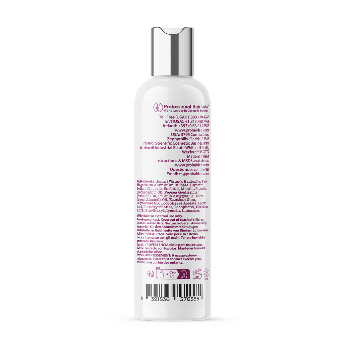 White bottle with a label on a white background