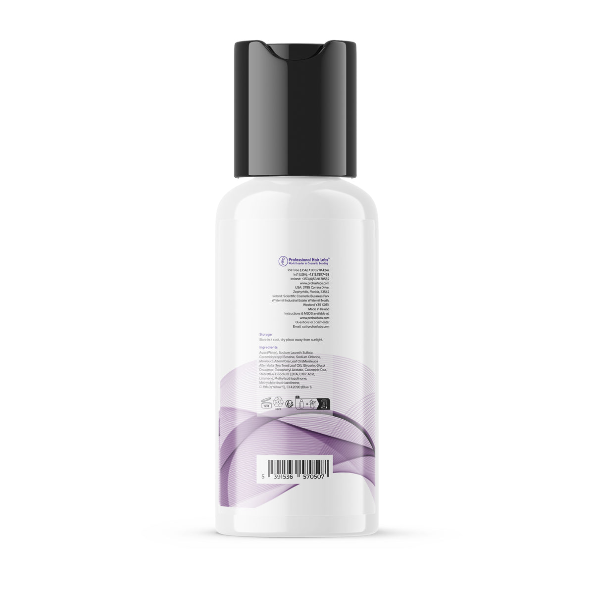 White bottle with black cap on a white background