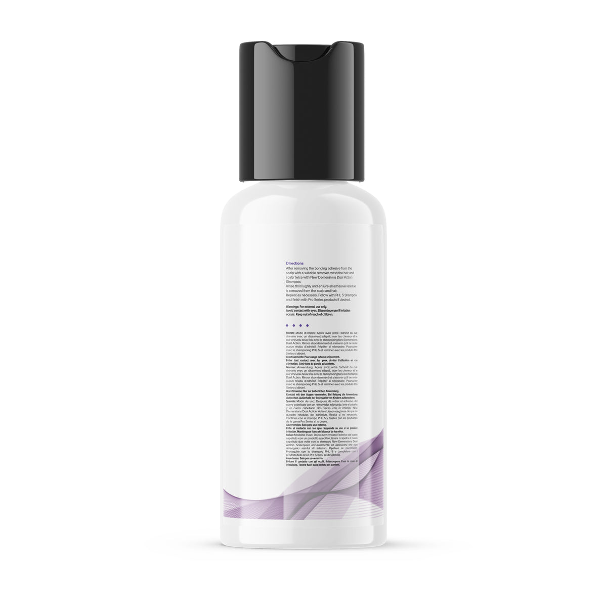 White bottle with black cap on a white background