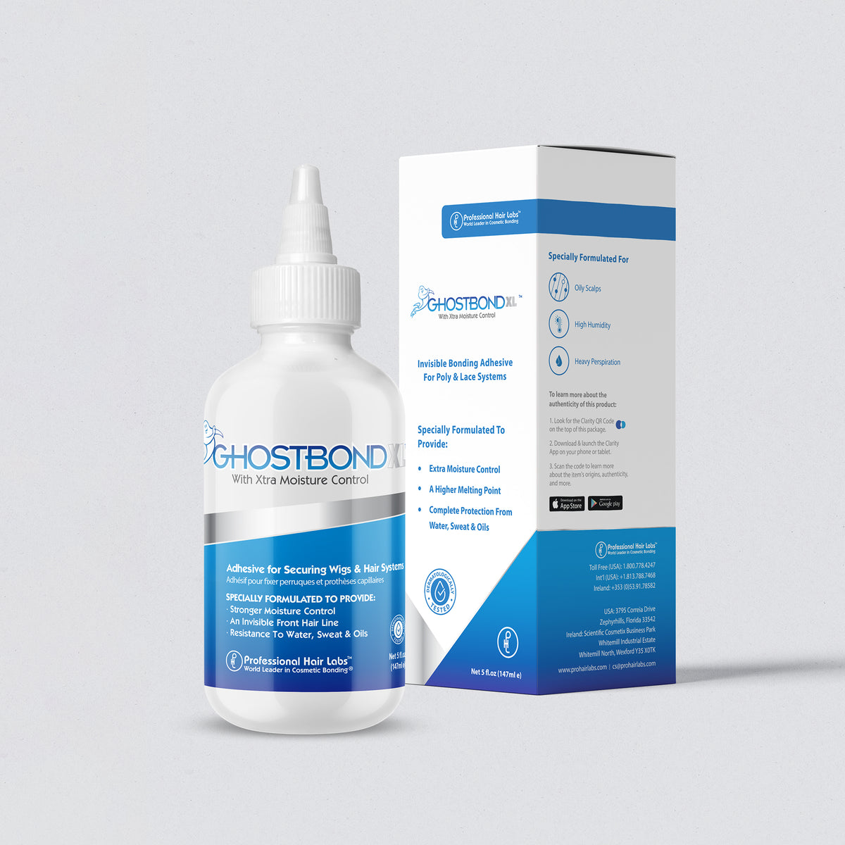 Ghostbond adhesive bottle and packaging on a white background