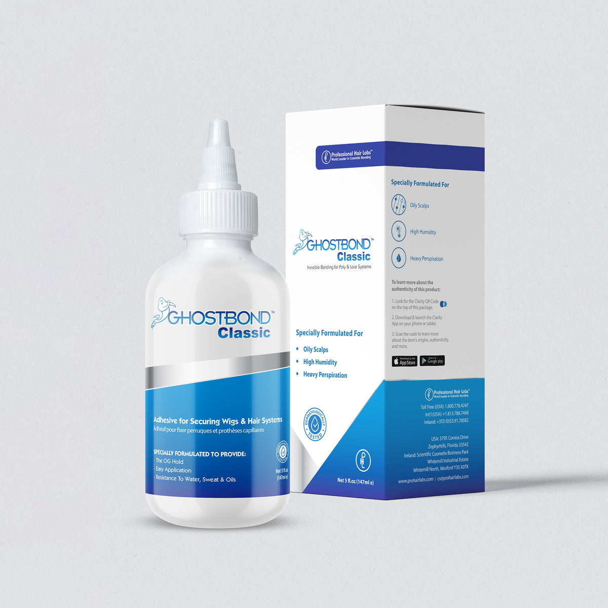 Ghostbond Classic adhesive bottle and packaging on a light gray background
