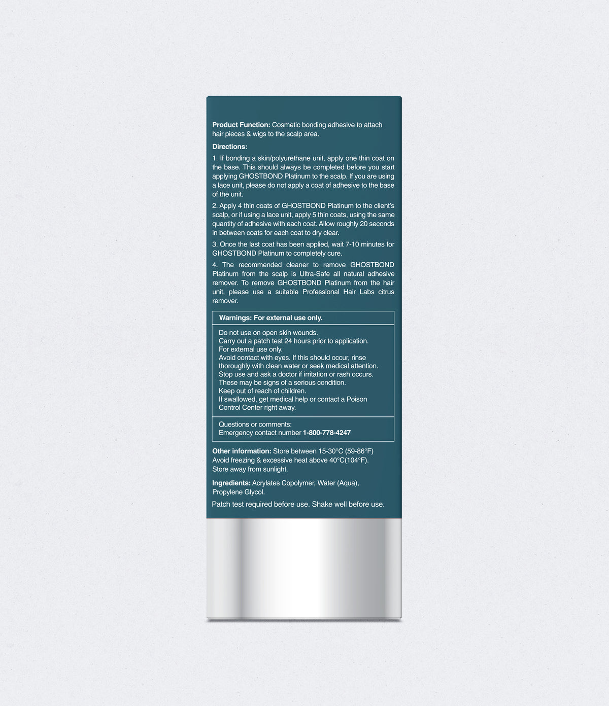 Cosmetic product packaging with blue label and white background