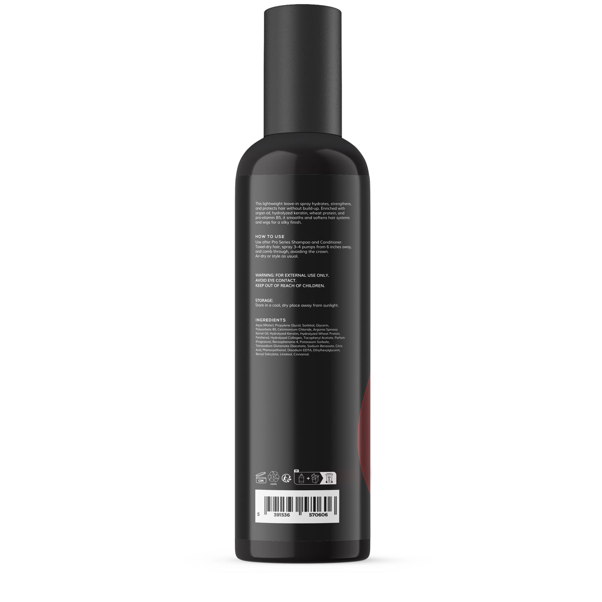 Black bottle with label on a white background