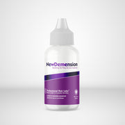 Bottle of NewDemension hair adhesive on a white background