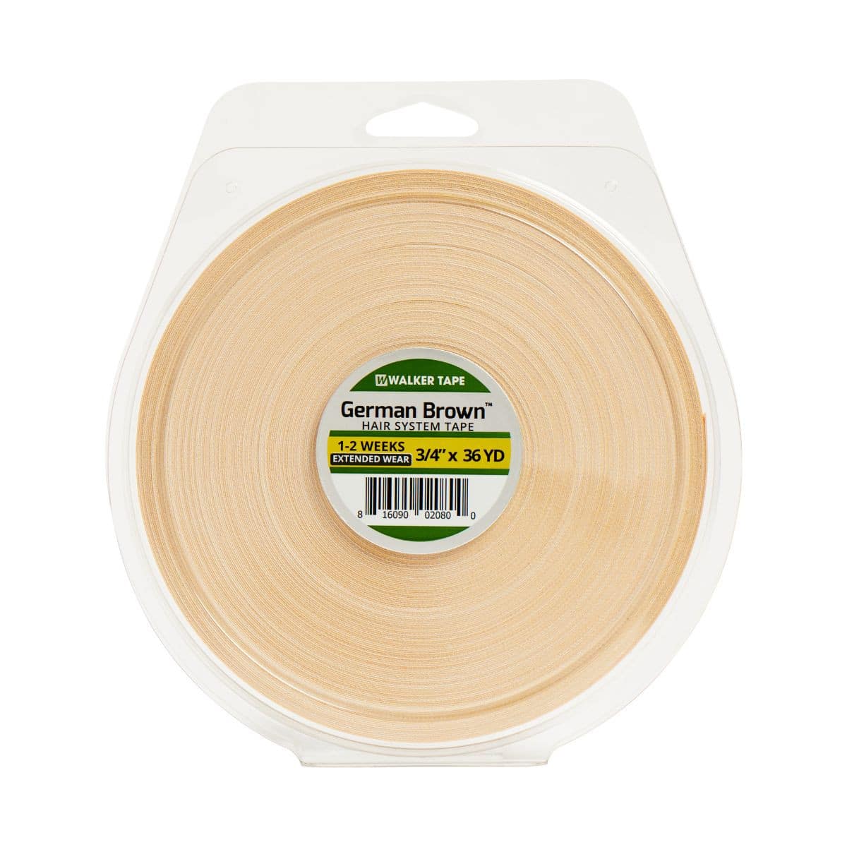 Roll of German Brown tape with a label on a white background
