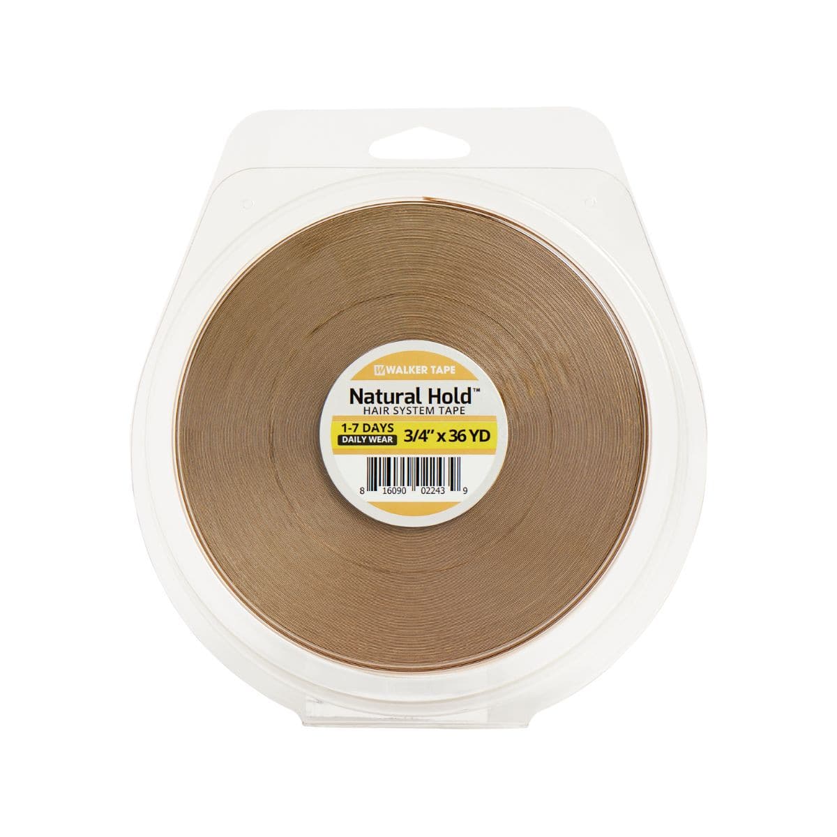 Roll of natural hold hair system tape with a clear packaging on a white background