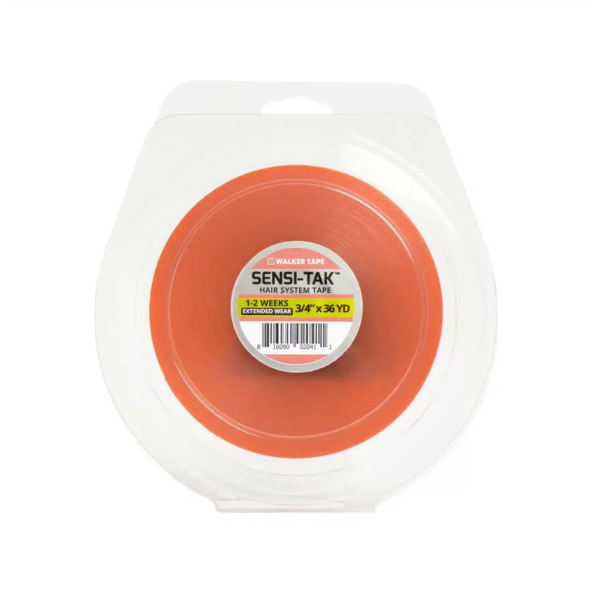 Sensi-Tak tape roll with clear container on a white background